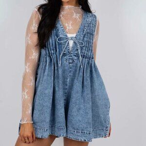 Towards The Sky Denim Romper (Medium Wash)